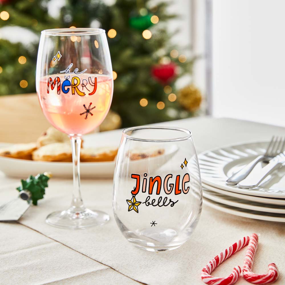 Ambrosia Santas Workshop Set of 2 Wine Glasses