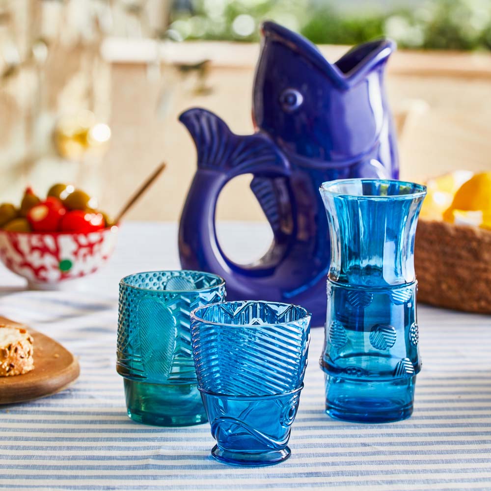 Ambrosia Azure Set of 4 Stacking Fish Glasses