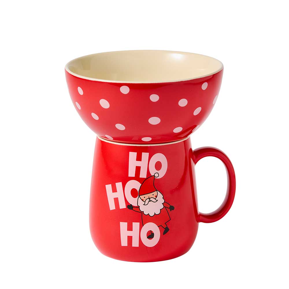 Ambrosia Santas Workshop Mug and Bowl Set red