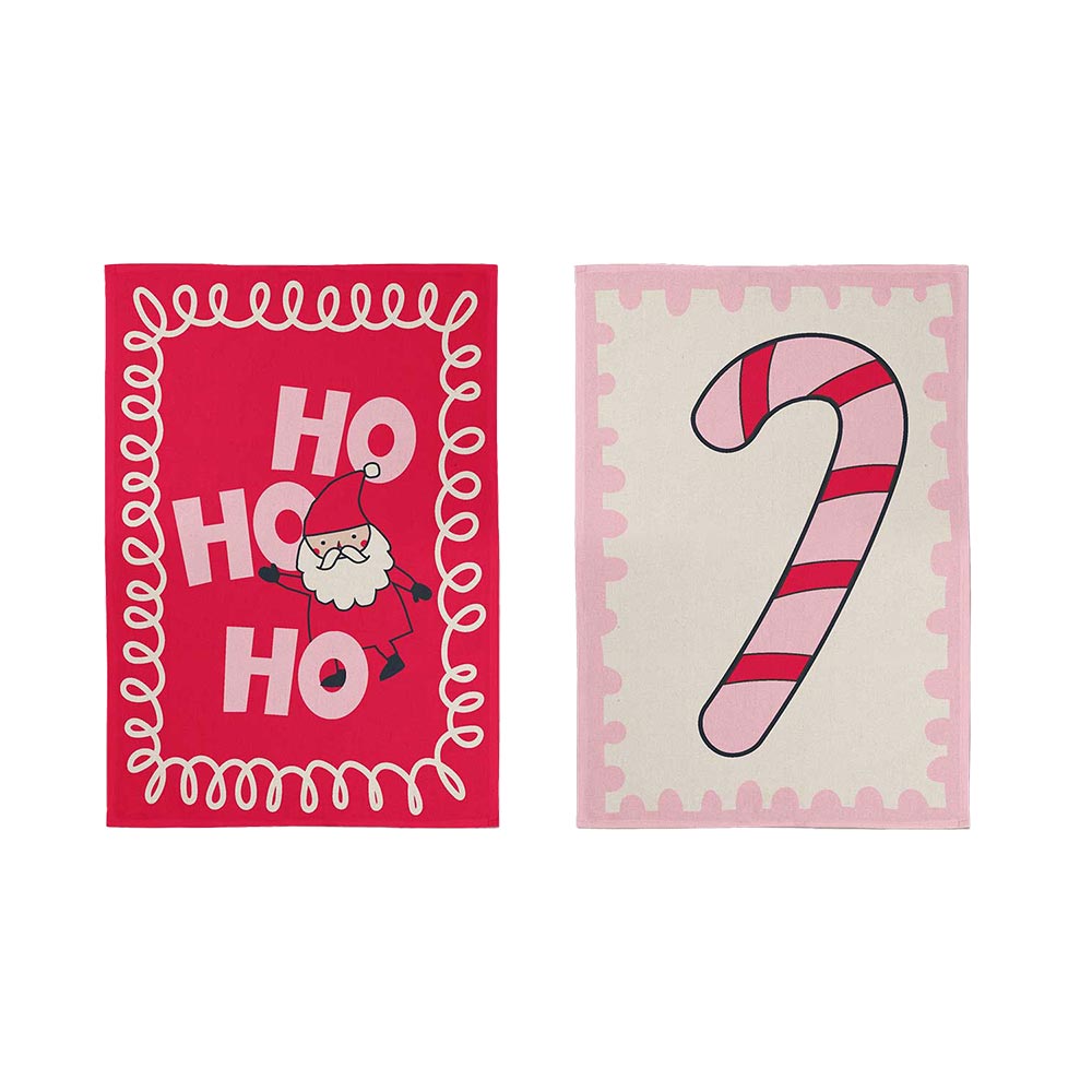 Ambrosia Santas Workshop Set of 2 Tea Towels