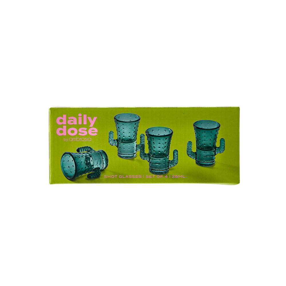 Daily Dose by Ambrosia Set of 4 Cactus Shot Glasses