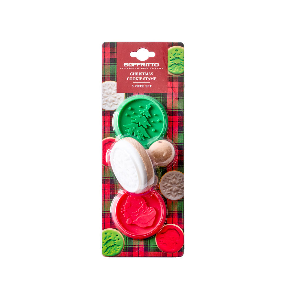 Soffritto Professional Bake 3 Piece Christmas Cookie Stamp Set