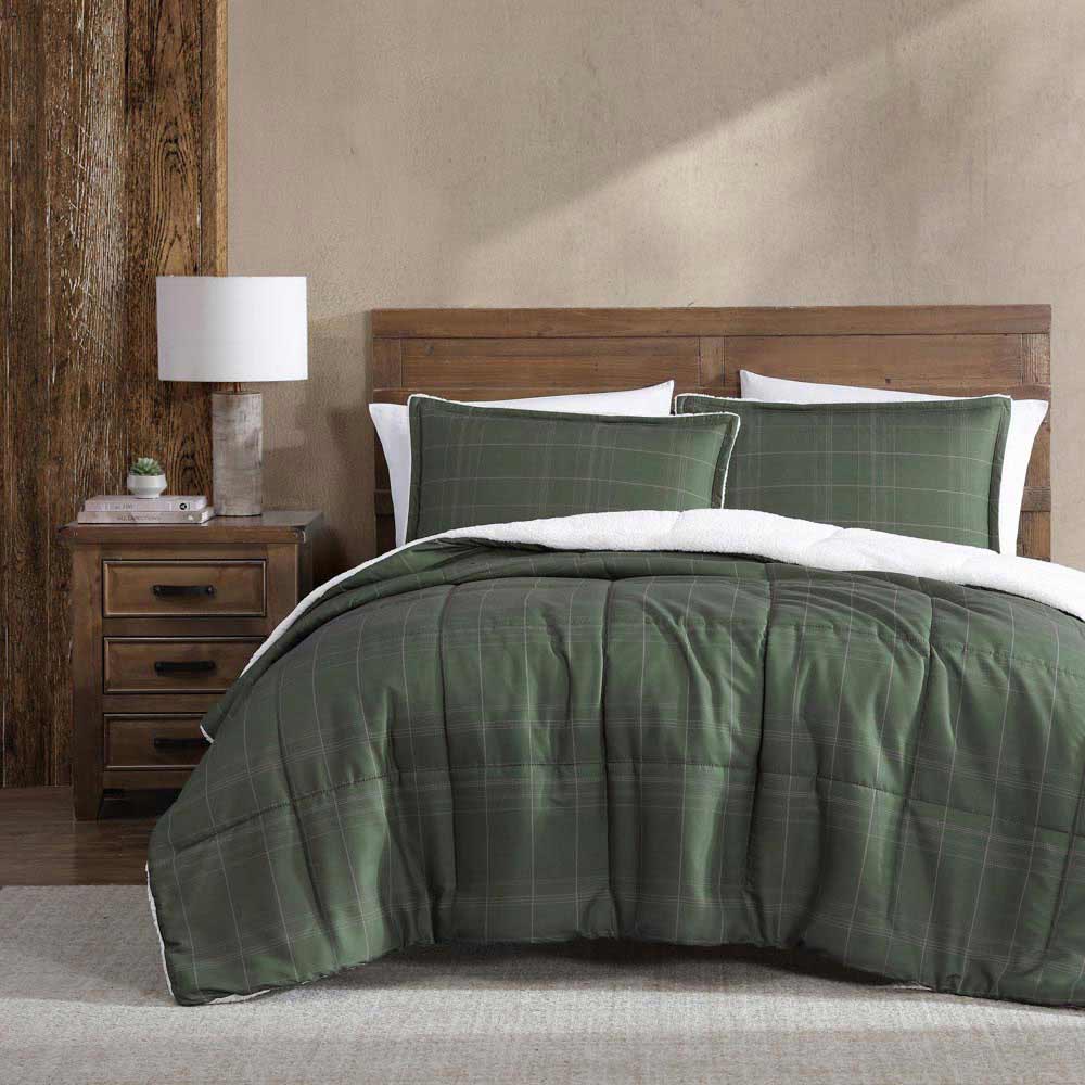 Ardor Boudoir Avalon Faux Fur Sherpa 3 Piece Comforter Set Green at House