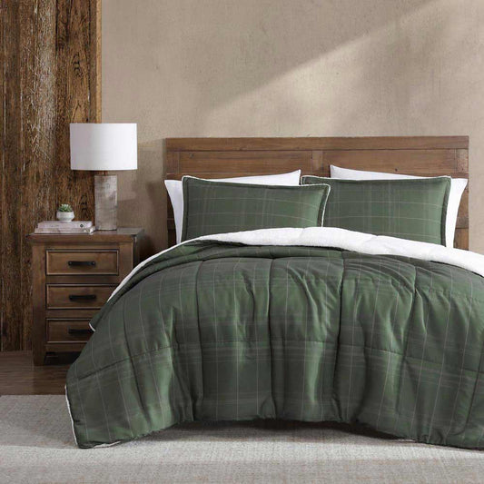 Ardor Boudoir Avalon Faux Fur Sherpa 3 Piece Comforter Set Green at House