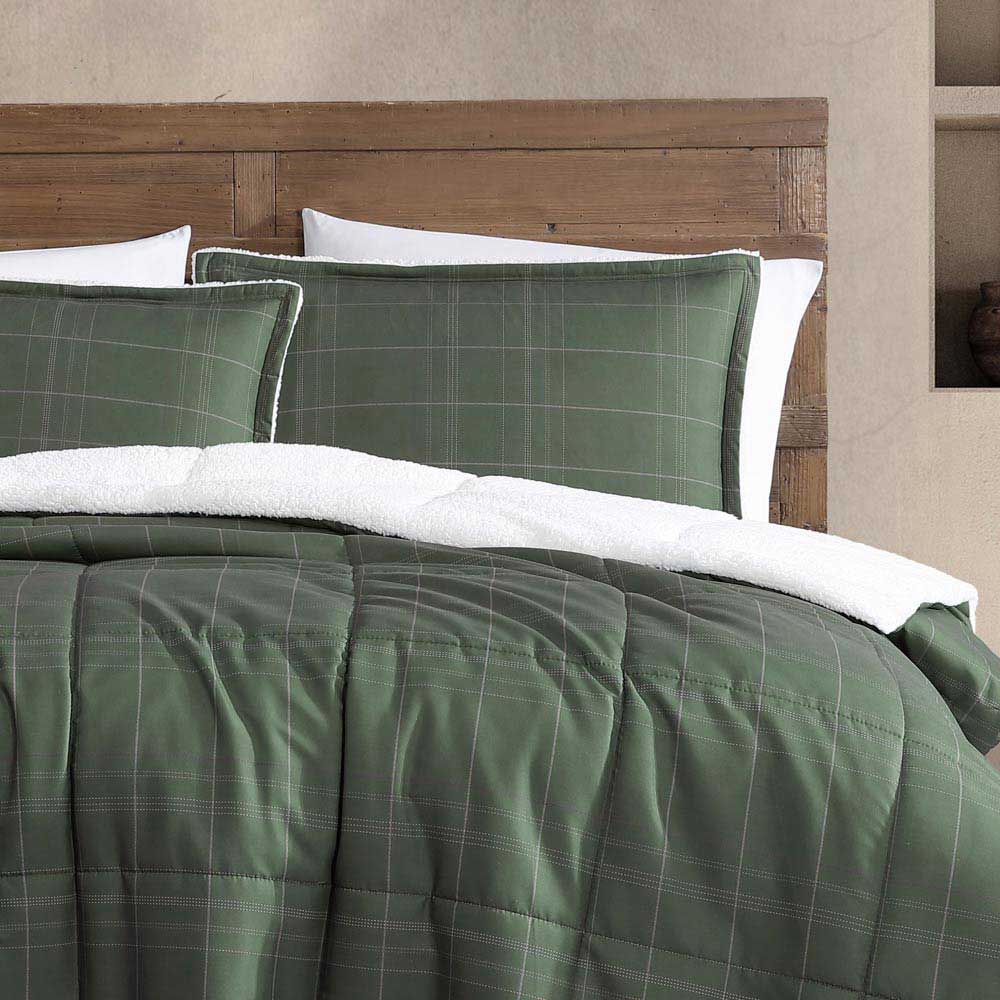 Ardor Boudoir Avalon Faux Fur Sherpa Reverse 3 Piece Comforter Set Green at House