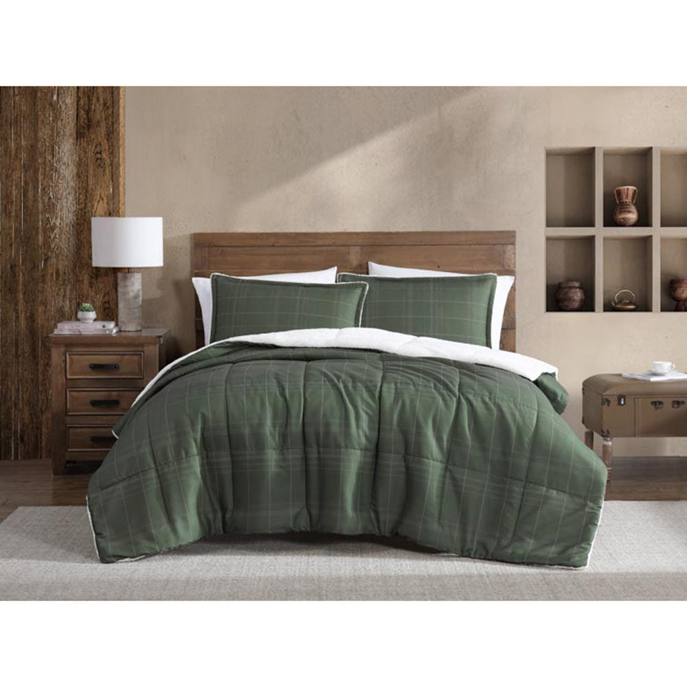 Ardor Boudoir Avalon Faux Fur Sherpa Reverse 3 Piece Comforter Set Green at House