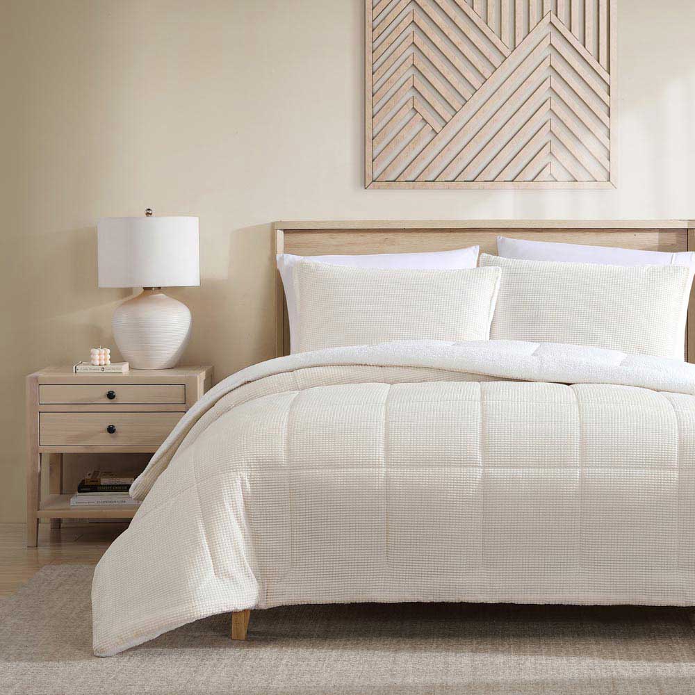 Ardor Boudoir Avalon Faux Fur Sherpa 3 Piece Comforter Set Cream at House