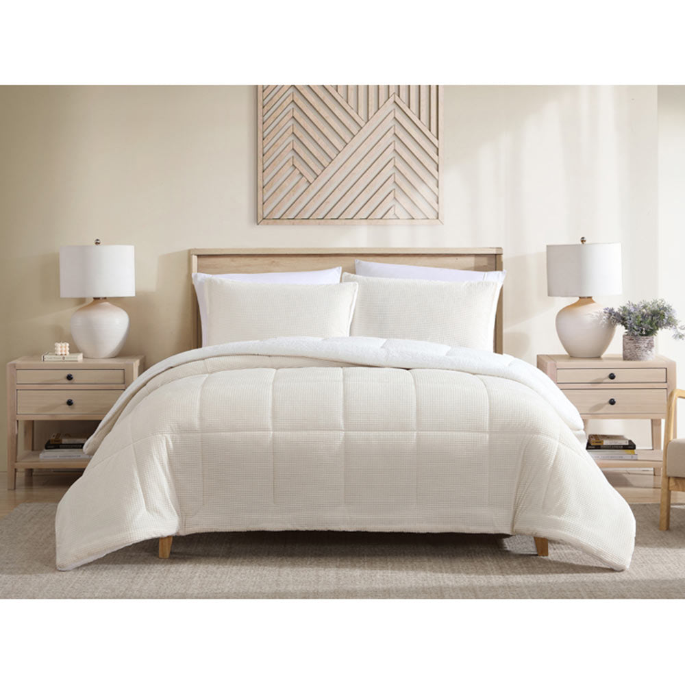 Ardor Boudoir Avalon Faux Fur Sherpa 3 Piece Comforter Set Cream at House