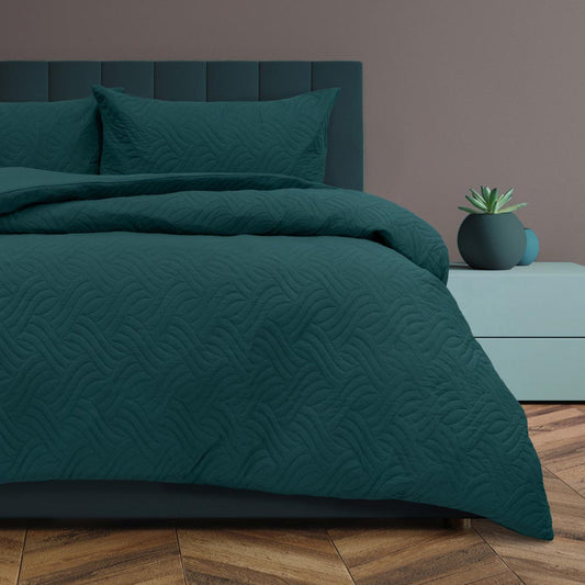 Ardor Boudoir Asher Quilt Cover Set Green at House