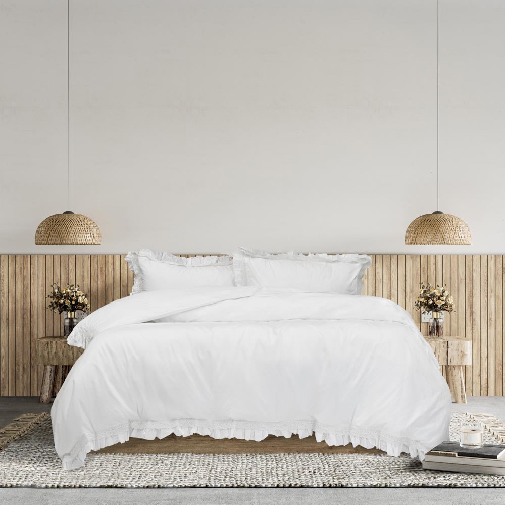 Algodon Adele Ruffle Wash White Quilt Cover Set at House