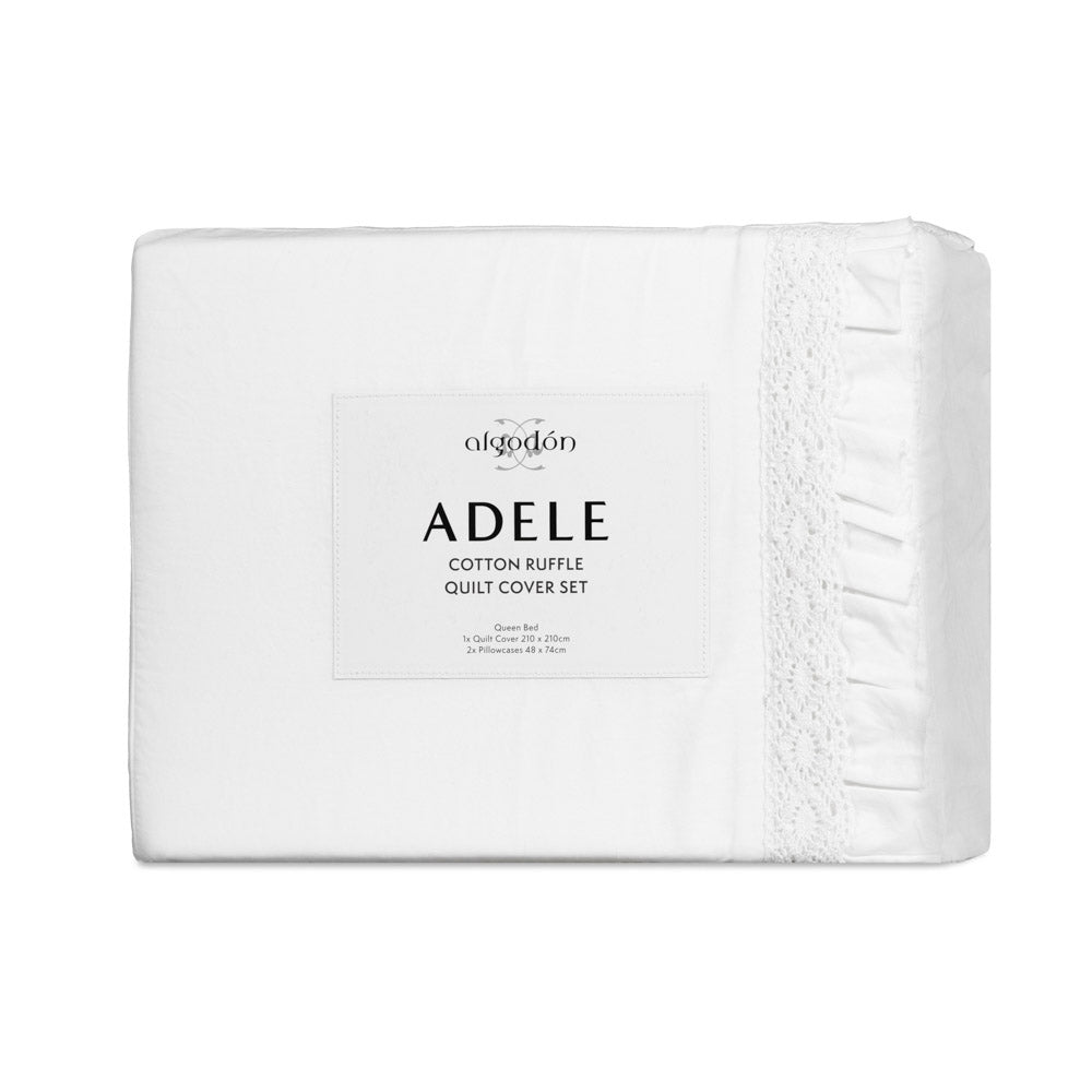 Algodon Adele Ruffle Wash White Quilt Cover Set Queen at House