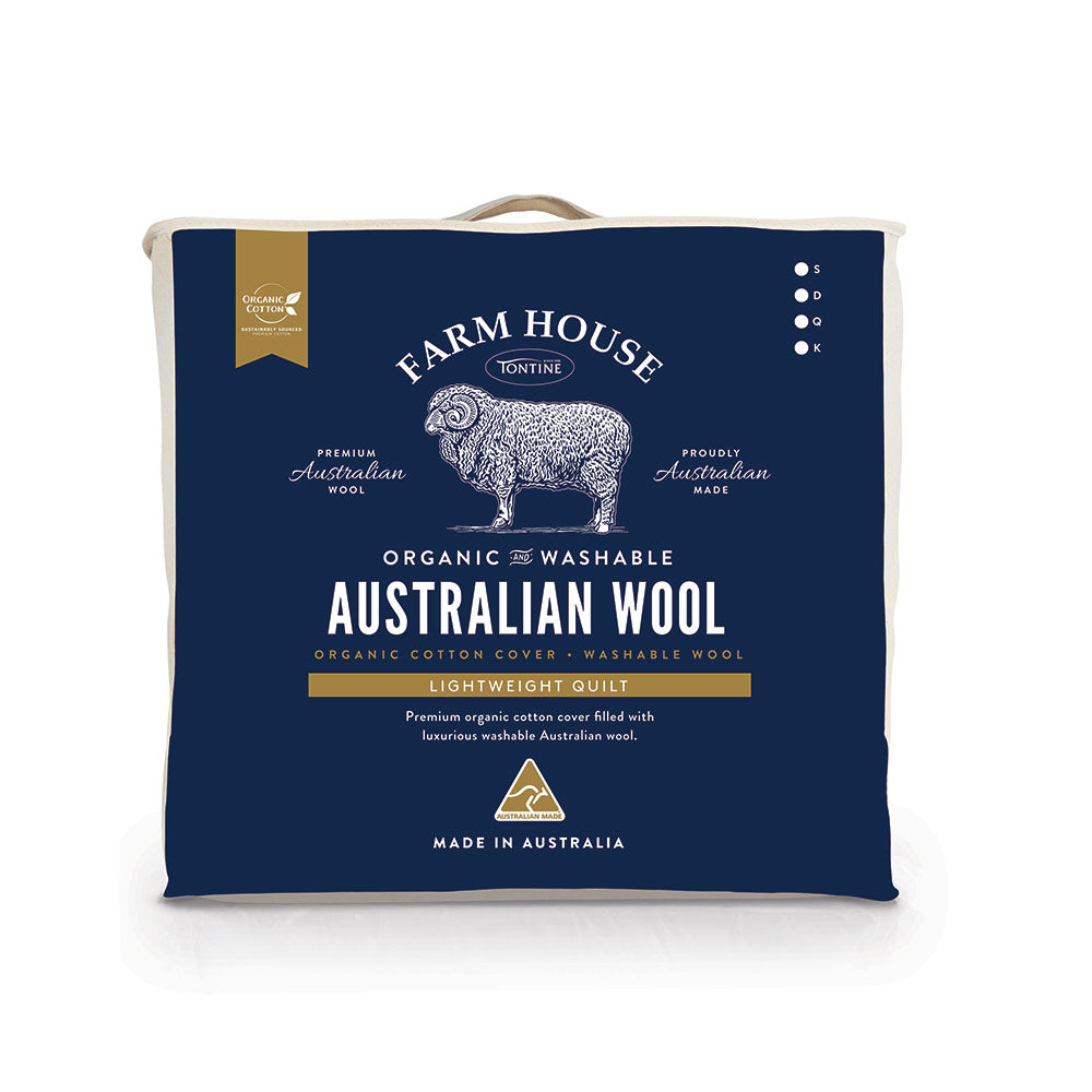 Tontine Farmhouse Lightweight Washable Wool Quilt packaging at House