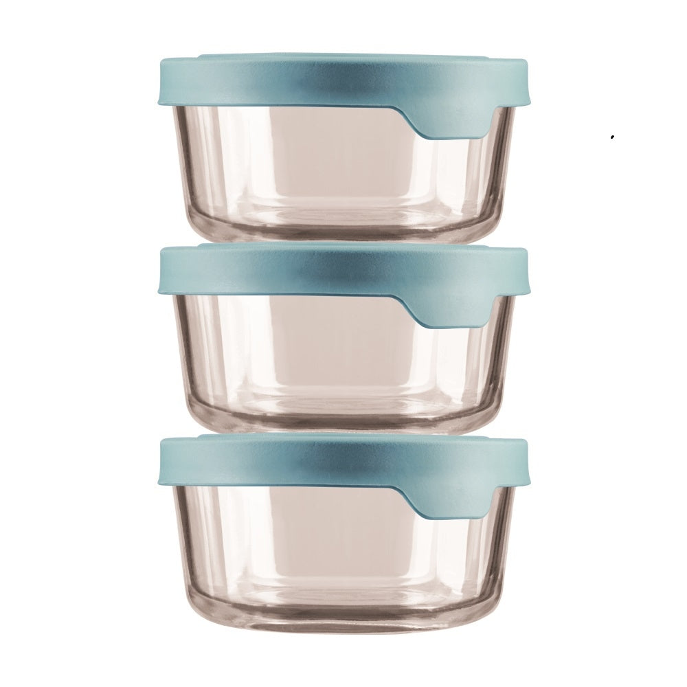Anchor Hocking Trueseal Storage Container Round 6 Piece Set 4 Cup Blue