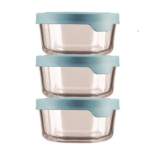 Anchor Hocking Trueseal Storage Container Round 6 Piece Set 4 Cup Blue