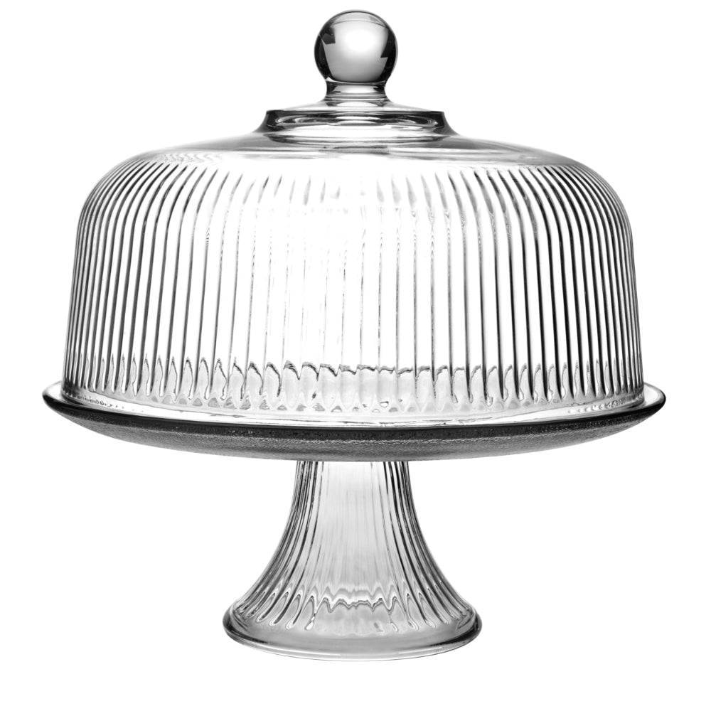 Anchor Hocking Monaco Ribbed Cake Stand with Domed Lid 1.9L