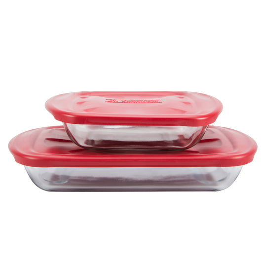 Anchor Hocking Essentials 4 Piece Bakeware Bundle Cherry
