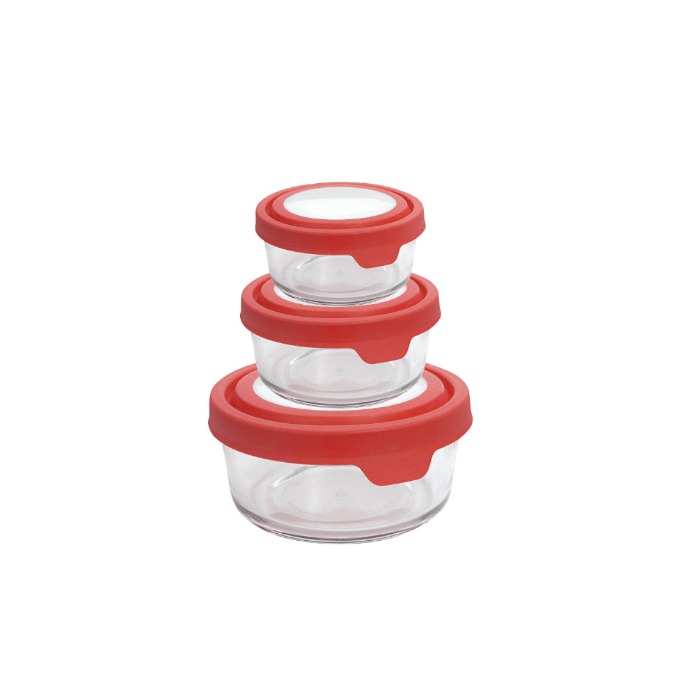 Anchor Hocking Trueseal Storage Container Round 6 Piece Set Cherry