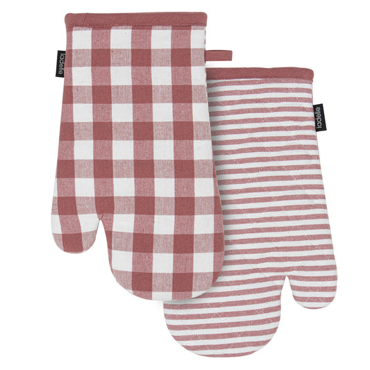 Ladelle Eco Gingham Set of 2 Oven Mitts Blush