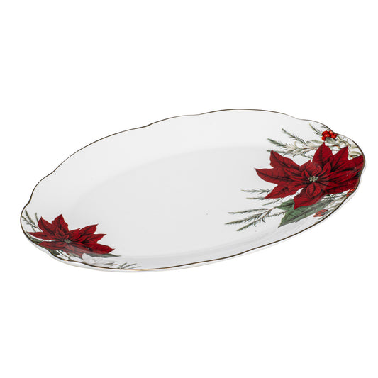 Ashdene Poinsettia White Oval Platter