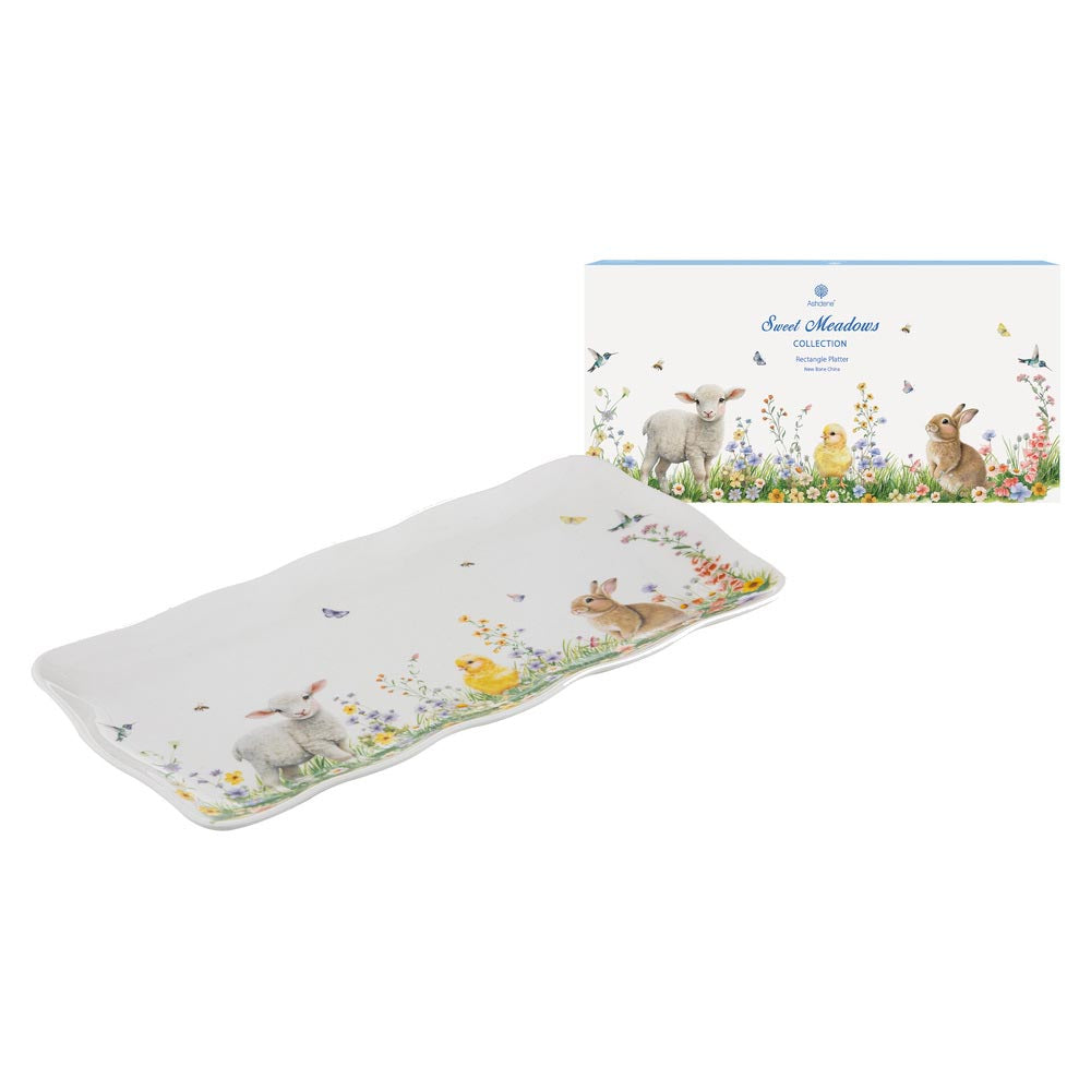 Ashdene Sweet Meadows Rectangular Platter with baby farm animals at House