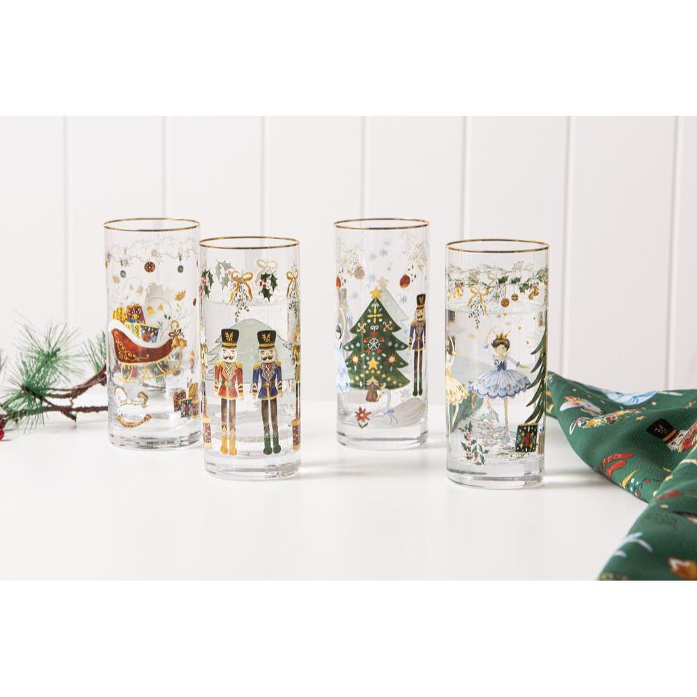 Ashdene Christmas Wonderland Crystal Set of 4 Highball Tumblers