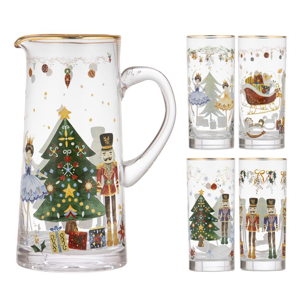 Ashdene Christmas Wonderland Crystal Jug & Set of 4 Tumblers Set