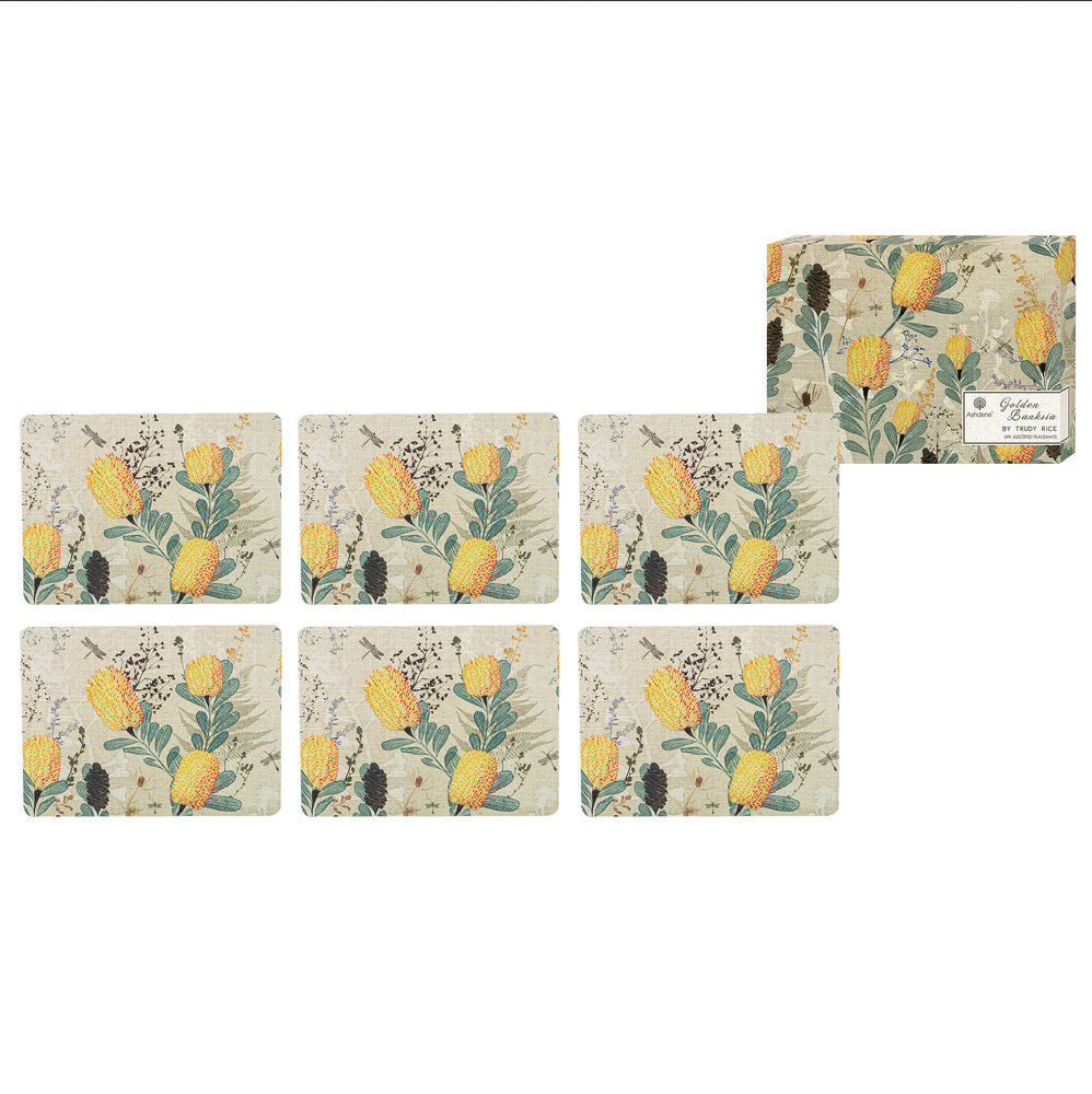 Ashdene Golden Banksia Set of 6 Placemats