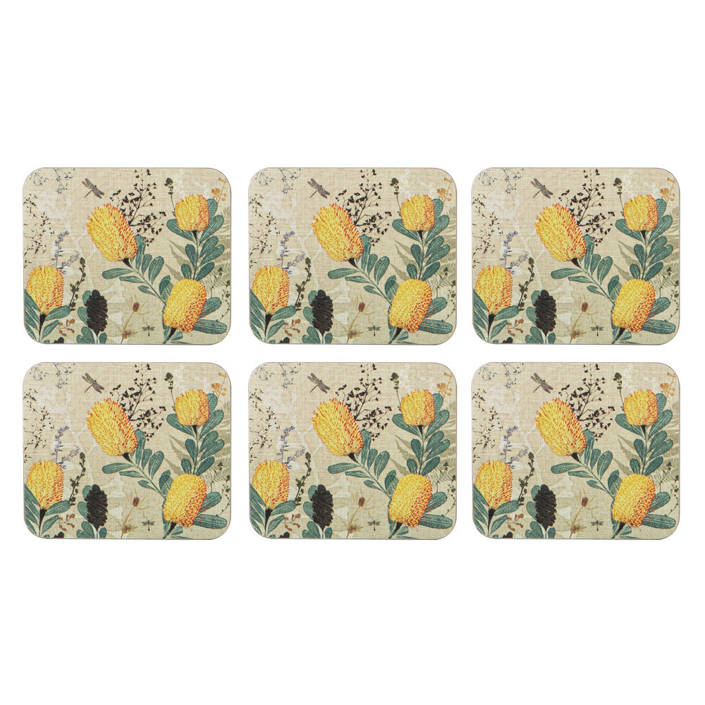 Ashdene Golden Banksia Set of 6 Coasters