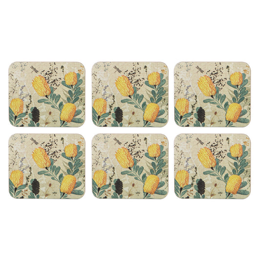 Ashdene Golden Banksia Set of 6 Coasters