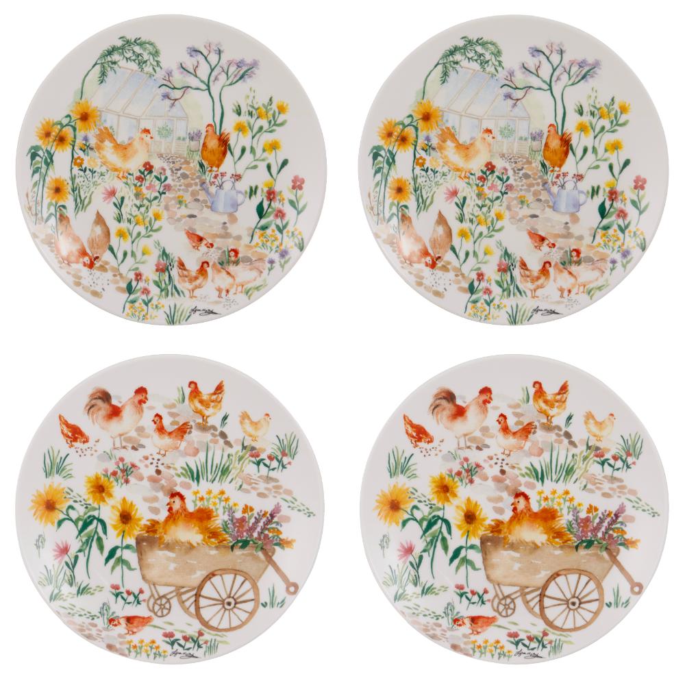 Ashdene Garden Hens Set of 4 Side Plates