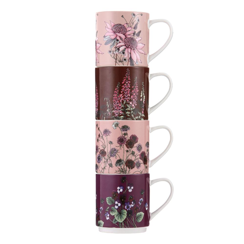Ashdene Secret Garden Set of 4 Stackable Mugs