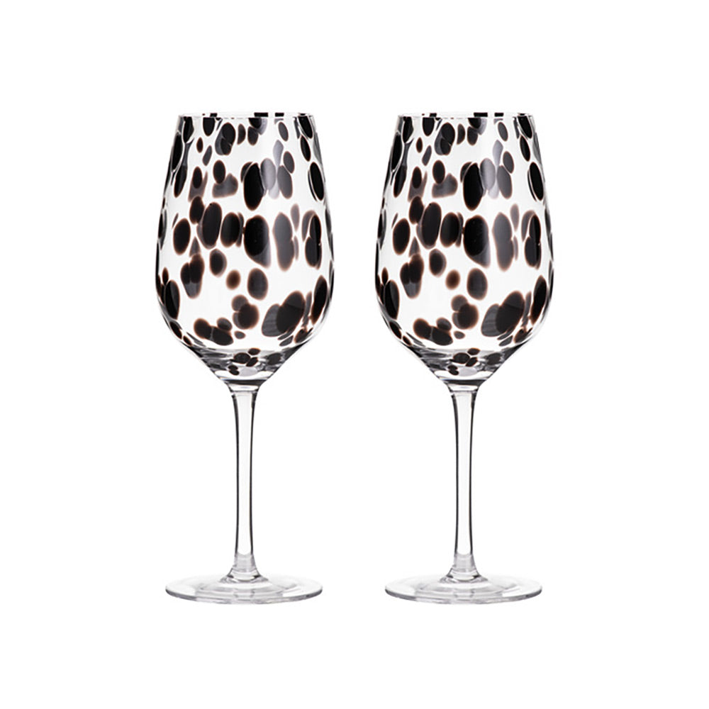 Tempa Selena Set of 2 Wine Glasses. Black spot glasses