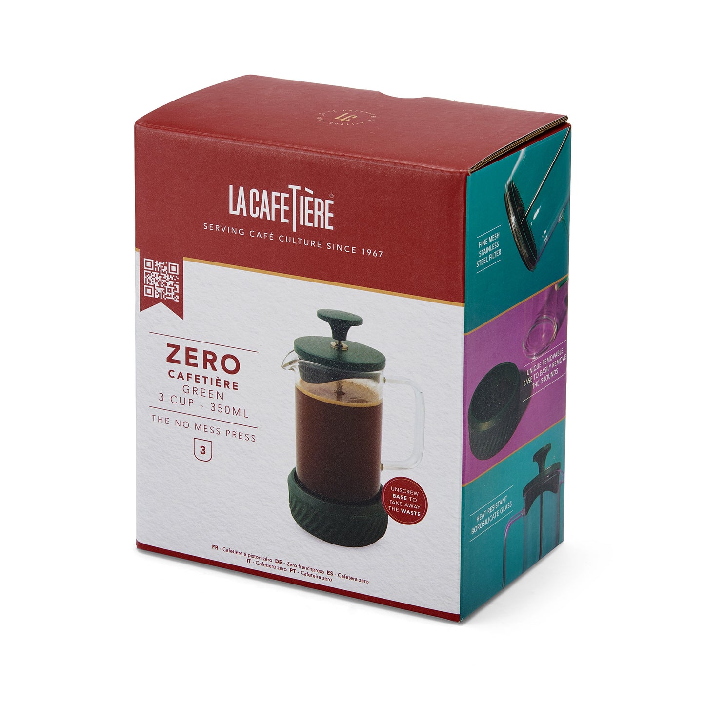 La Cafetière Zero Three Cup Glass Cafetière