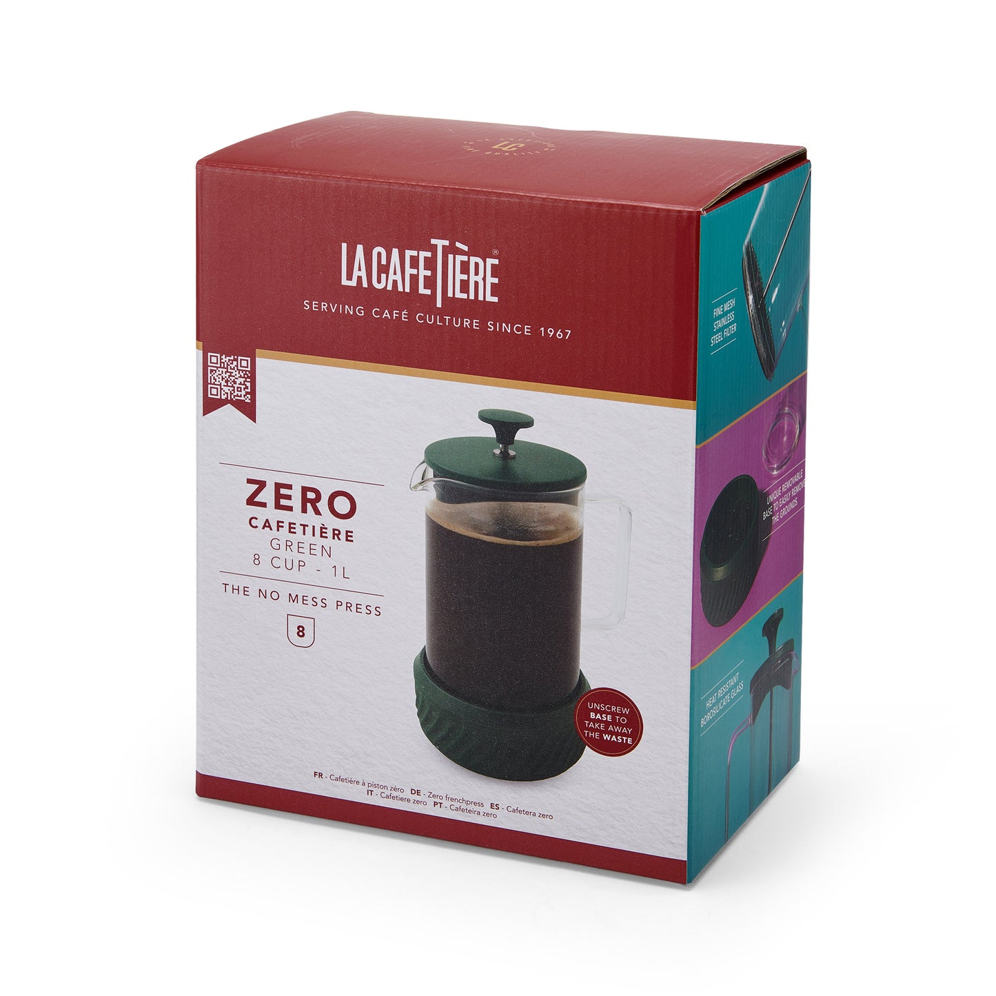 La Cafetière Zero Eight Cup Glass Cafetière