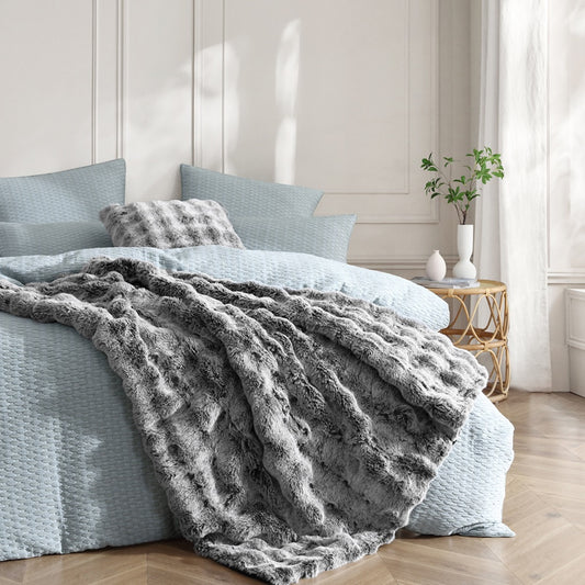 Platinum Collection Rabbit Fur Grey Throw