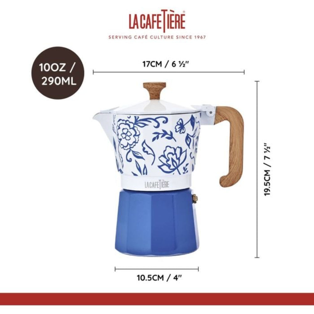 La Cafetiere Venice Aluminium Espresso Maker 6 Cup Blue Fiorato