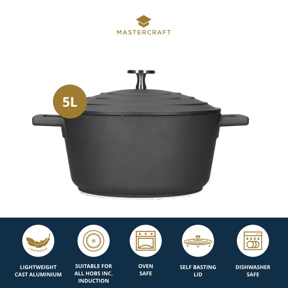 Mastercraft Casserole Dish Cast Aluminium 28cm Black