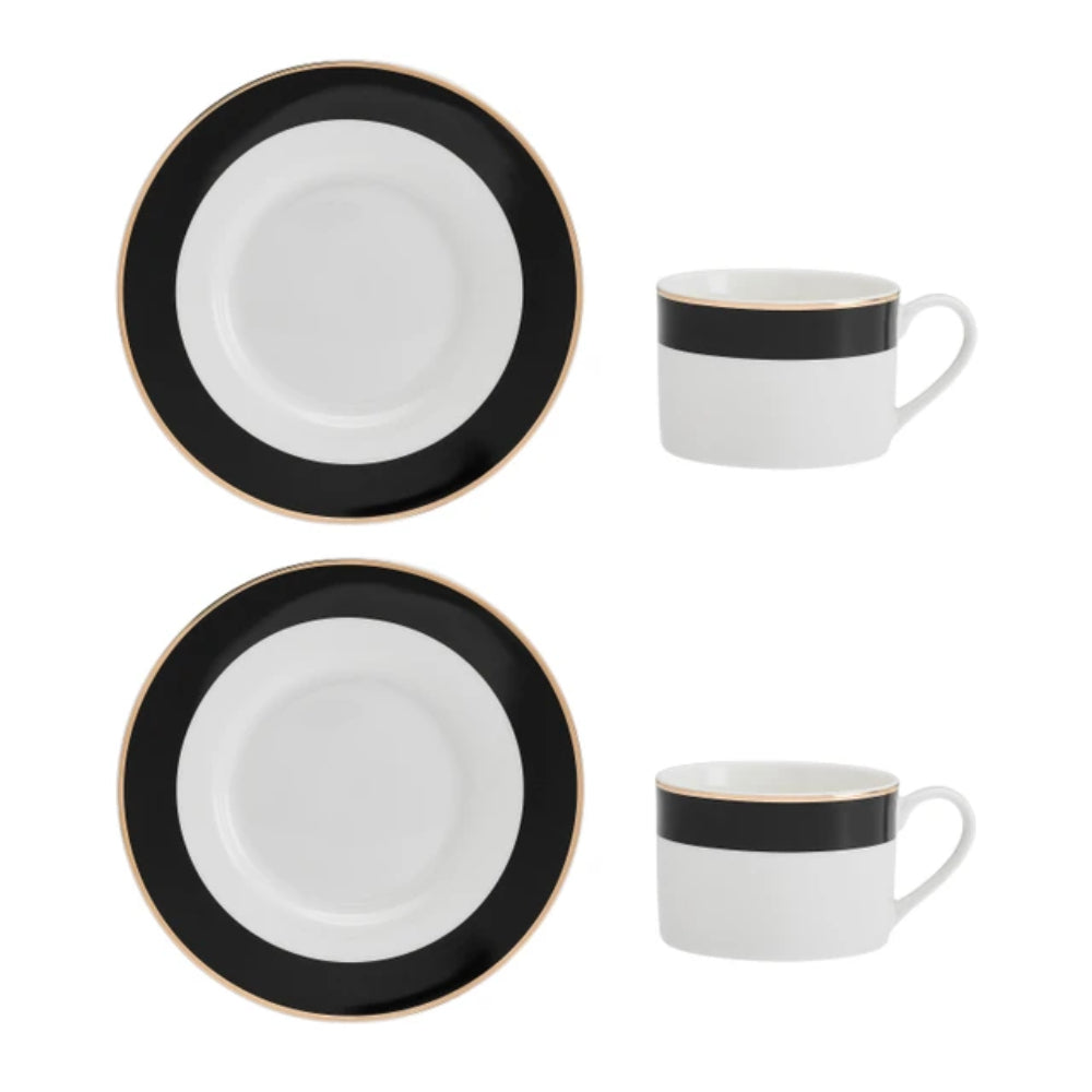 Mikasa Luxe Deco China Tea Cup and Saucer Set