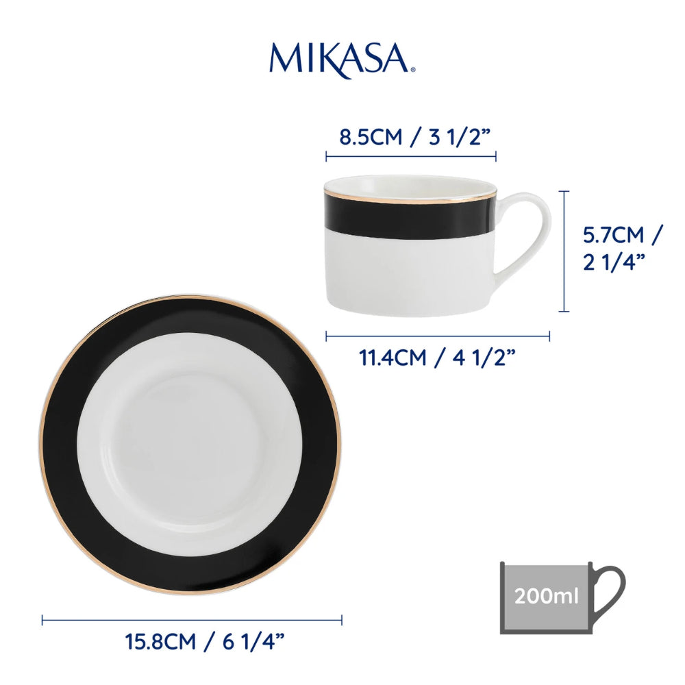 Mikasa Luxe Deco China Tea Cup and Saucer Set