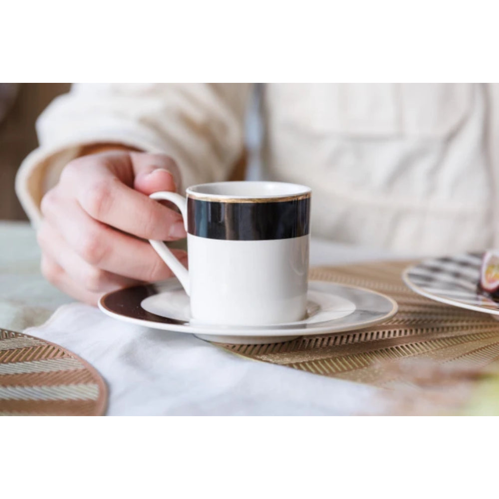 Mikasa Luxe Deco China Espresso Cup and Saucer Set