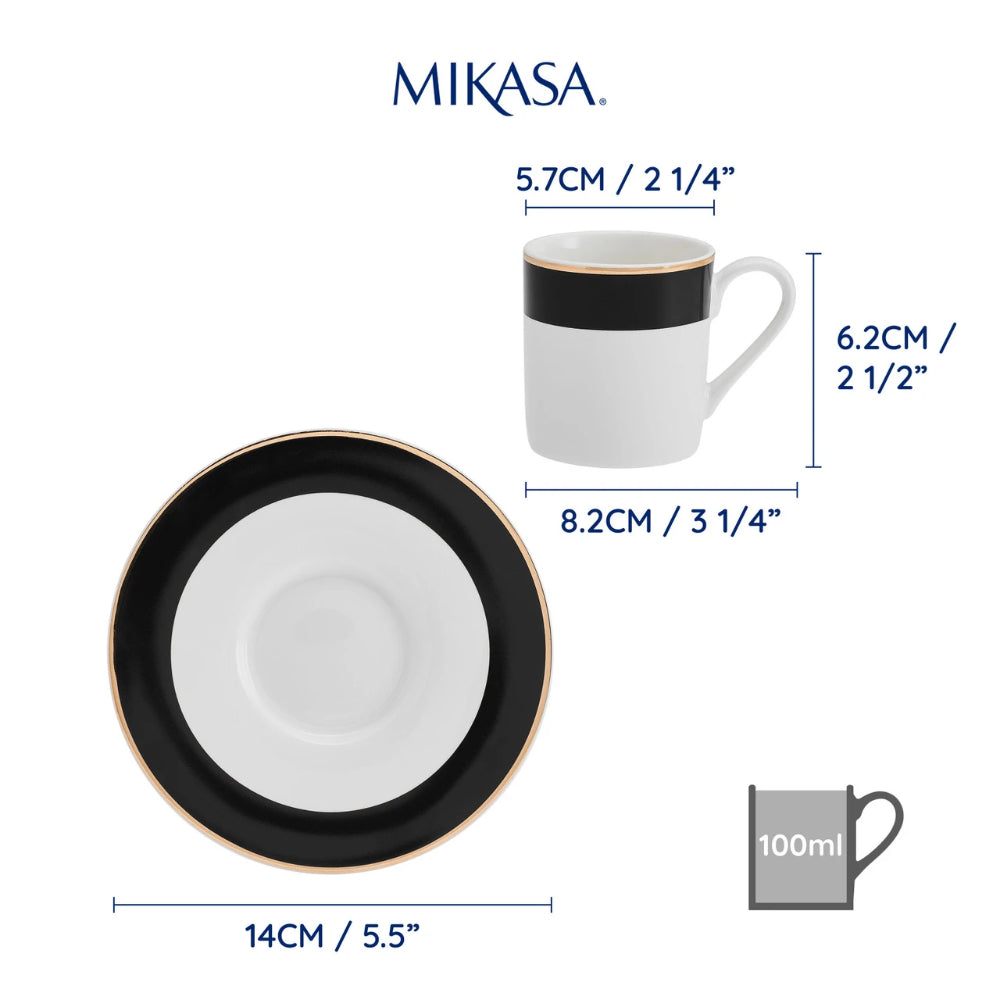 Mikasa Luxe Deco China Espresso Cup and Saucer Set