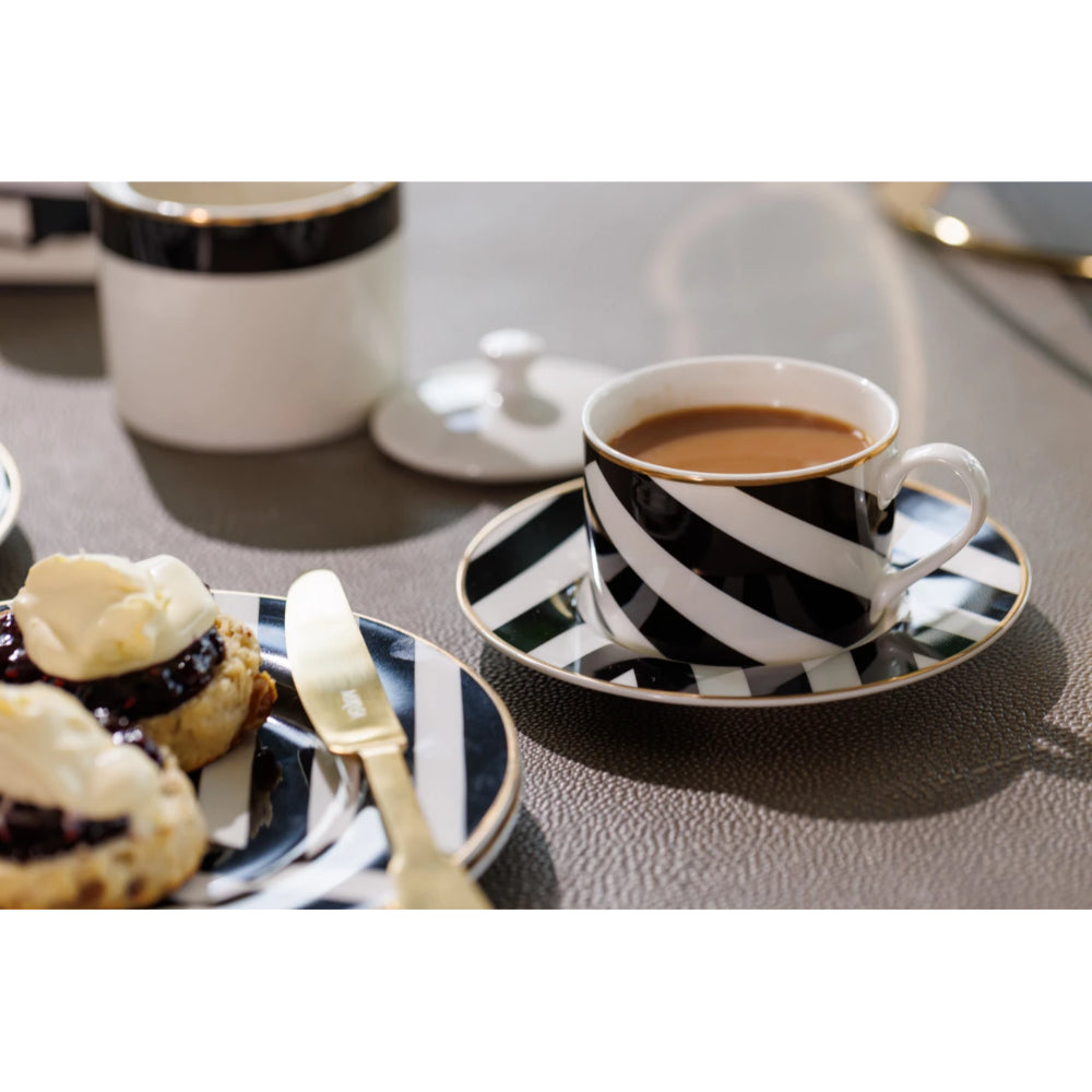 Mikasa Luxe Deco Geometric Print China Tea Cup and Saucer Set