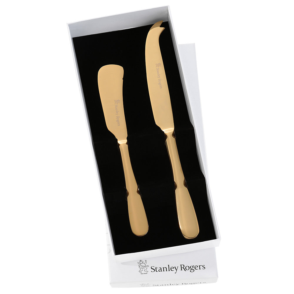 Stanley Rogers Albany Gold 2 Piece Cheese Knife Set