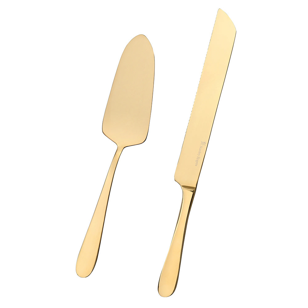 Stanley Rogers Albany Gold 2 Piece Cake Knife & Server Set