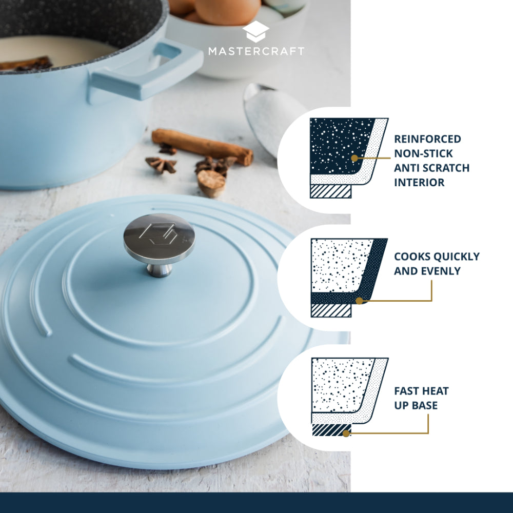 Mastercraft Casserole Dish Cast Aluminium 20cm Sky Blue