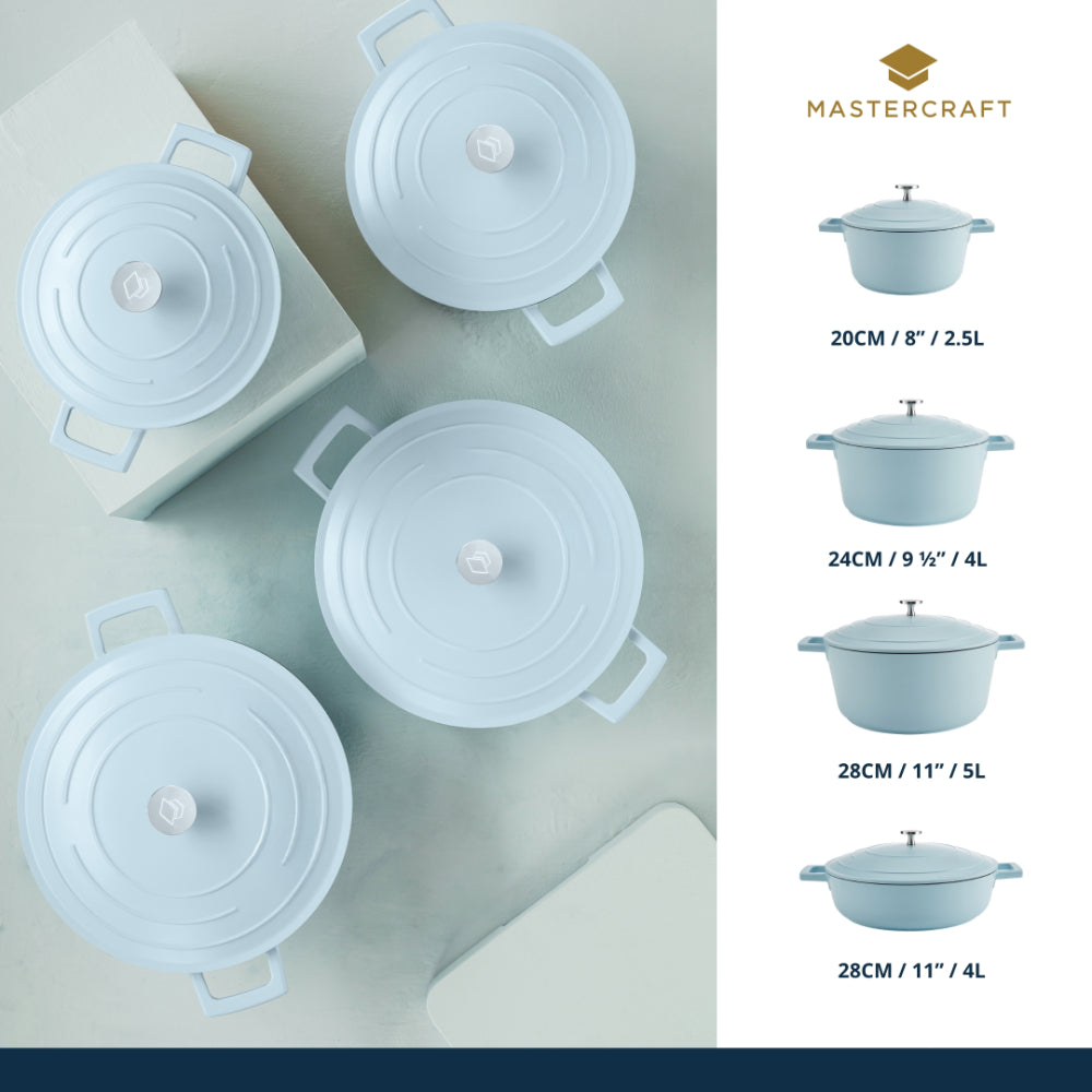 Mastercraft Casserole Dish Cast Aluminium 20cm Sky Blue