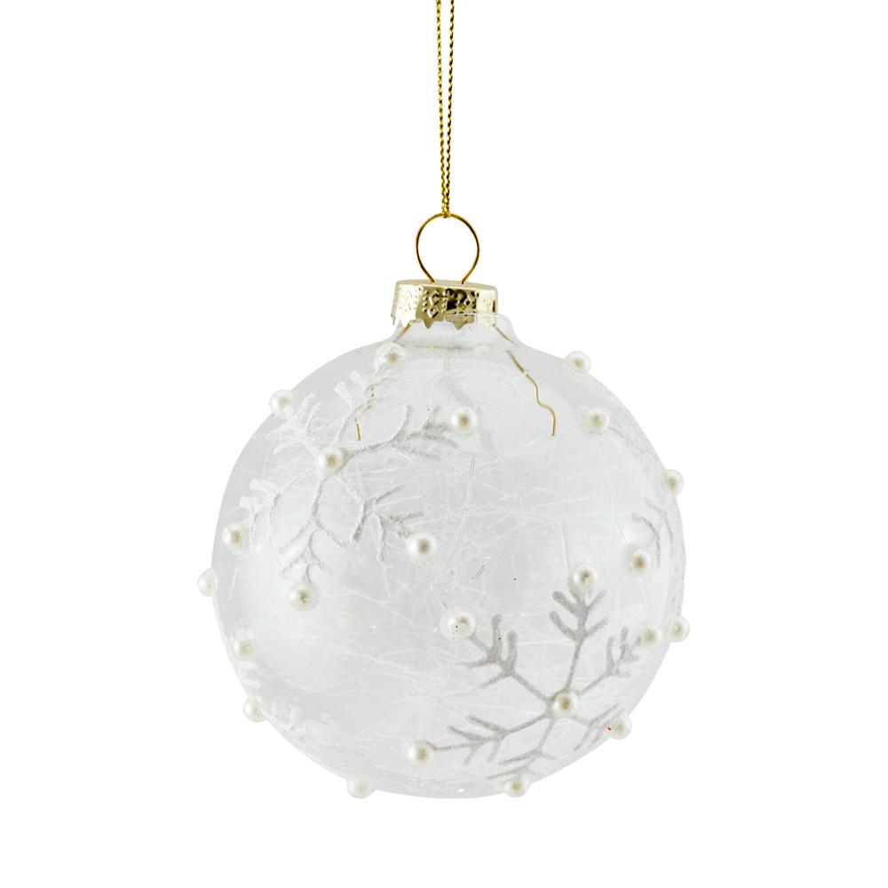 MyHouse Pearl Snowflake Bauble White