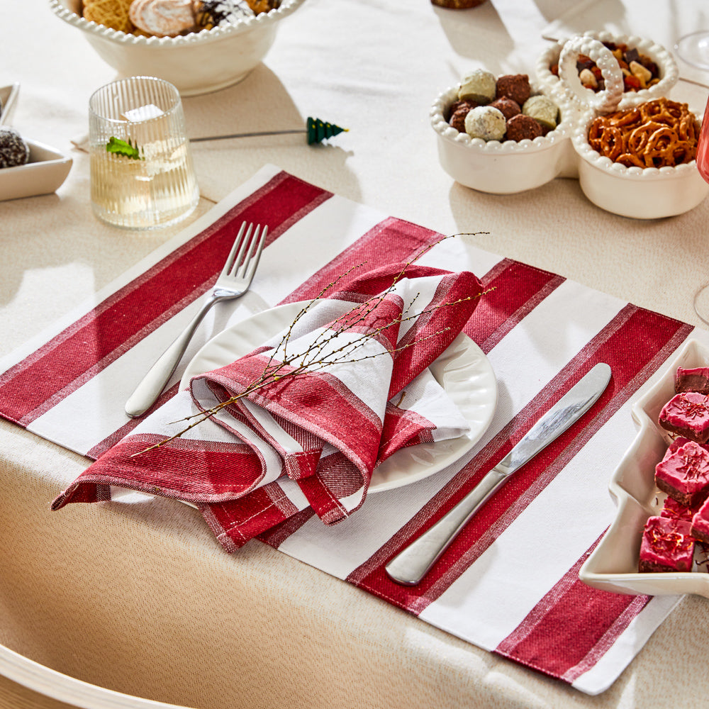 MyHouse Set of 4 Napkins Stripe Red