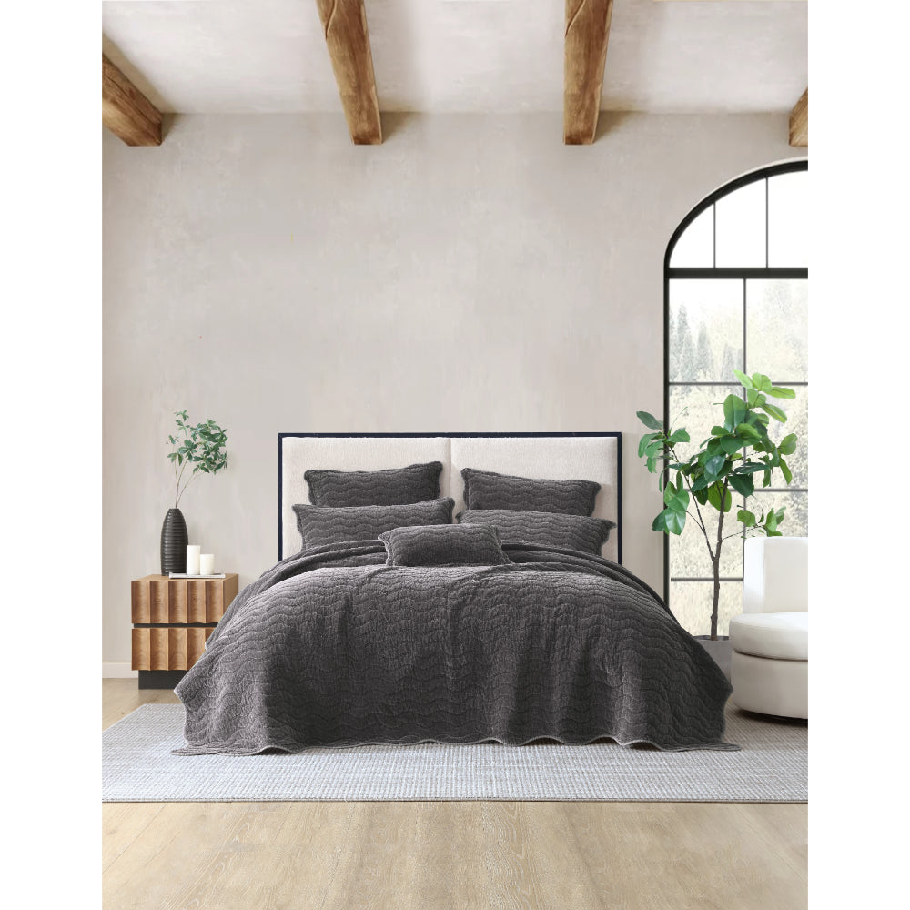 Private Collection Indiana Coverlet Charcoal Queen Bed & King Bed