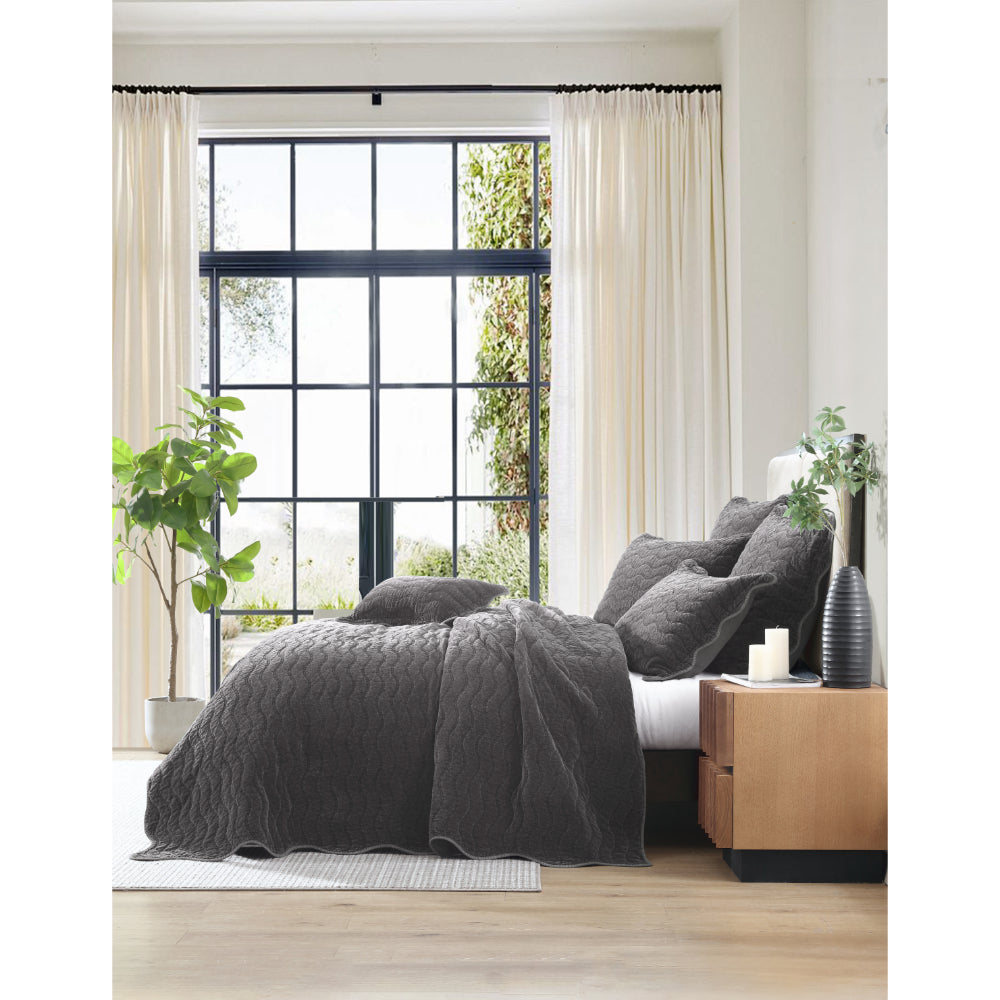 Private Collection Indiana Coverlet Charcoal Queen Bed & King Bed
